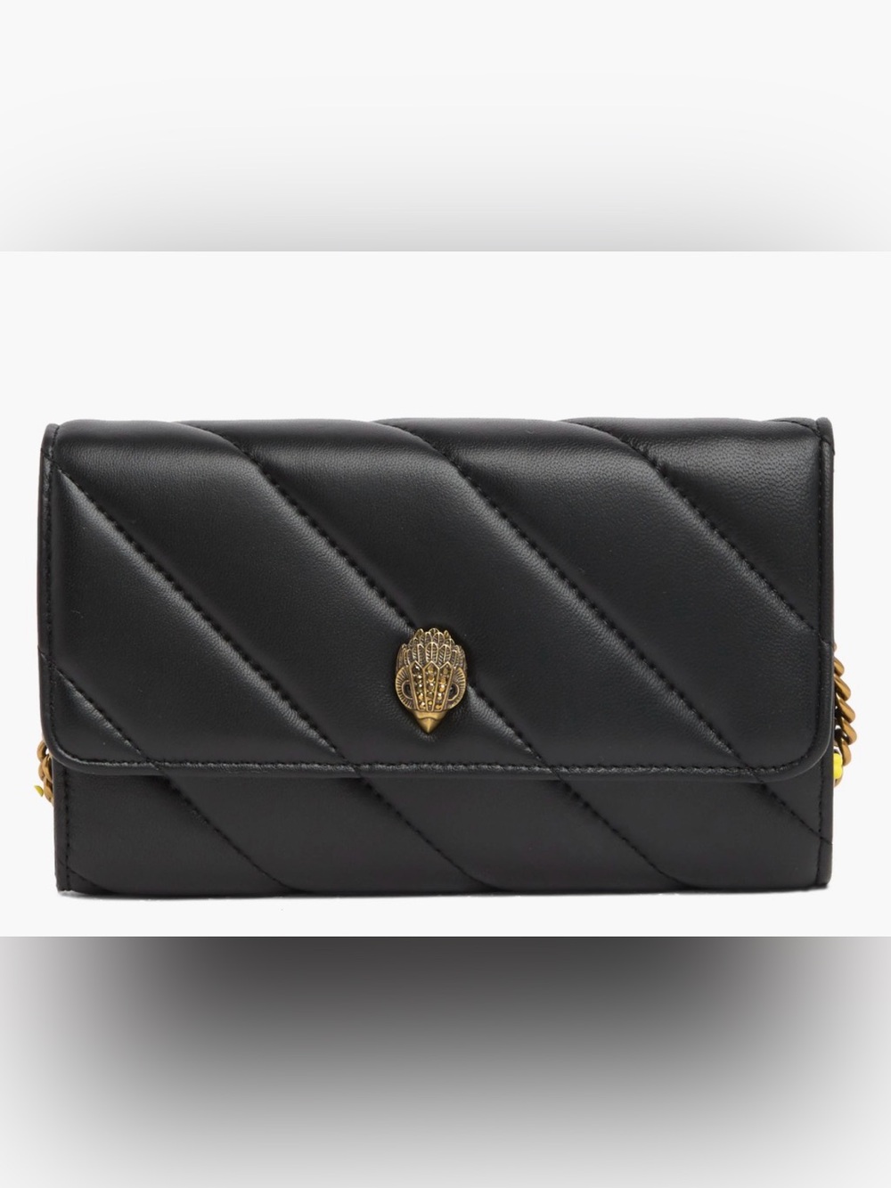 Kurt Geiger Black Quilted Leather Wallet on Chain